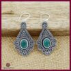 Green Jada boho silver earrings