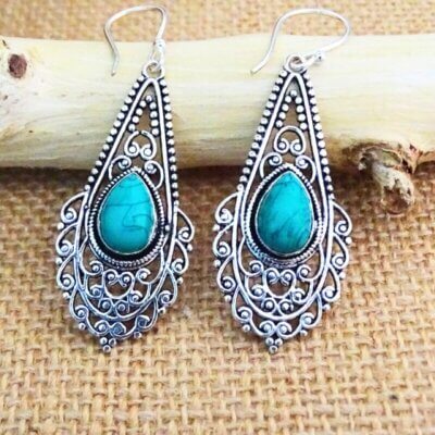 BE06-c-Tribal Turquoise Earrings