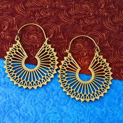 Tribal Hoops Brass Earrings