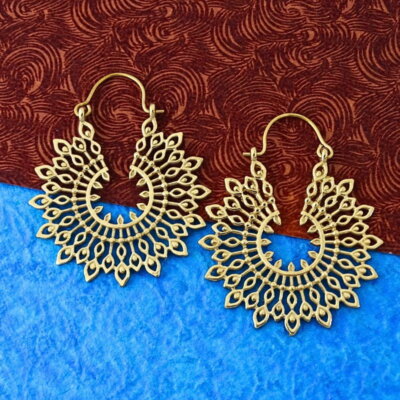 Tribal Hoops Brass Earrings