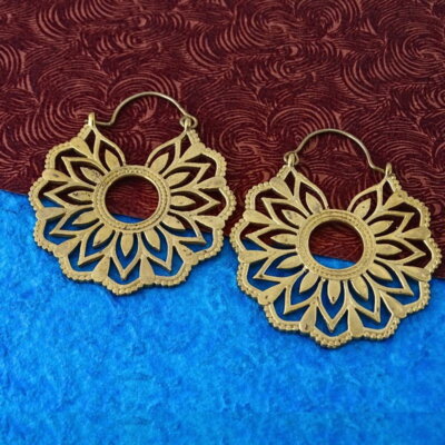 Tribal Hoops Brass Earrings
