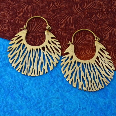 Tribal Hoops Brass Earrings