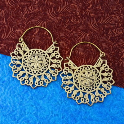 Tribal Hoops Brass Earrings