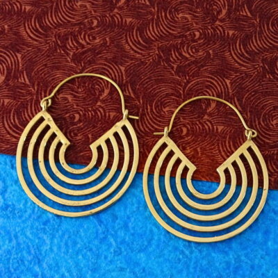 Tribal Hoops Brass Earrings
