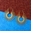 Tribal Hoops Spike Brass Earrings