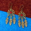 Tribal Dream Catcher Brass Earrings