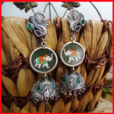 Ethnic Oxidized Jhumka Earrings