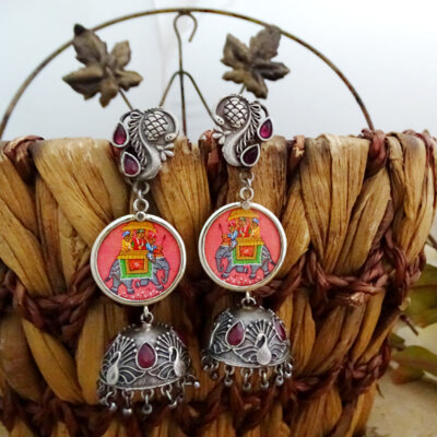 Ethnic Oxidized Jhumka Earrings