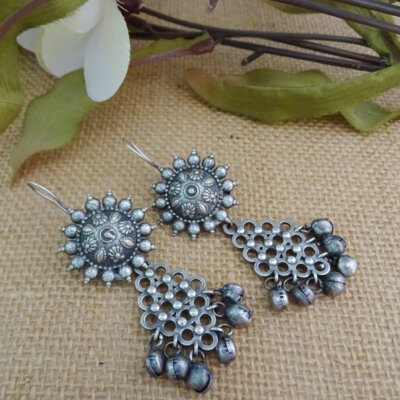 Ethnic Oxidized Ghungru Earrings