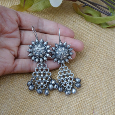 Ethnic Oxidized Ghungru Earrings