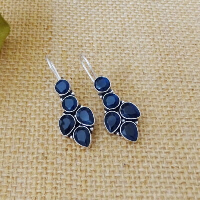 Blue Stone Hook Earrings