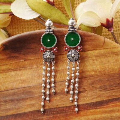 Long Statement oxidized Earrings