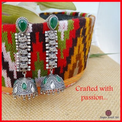 Ethnic silver Lookalike Oxidized Statement Earrings