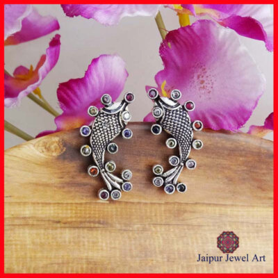 Ethnic Oxidized Daily Wear stone Earrings