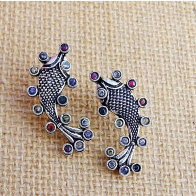 Ethnic Oxidized Daily Wear stone Earrings