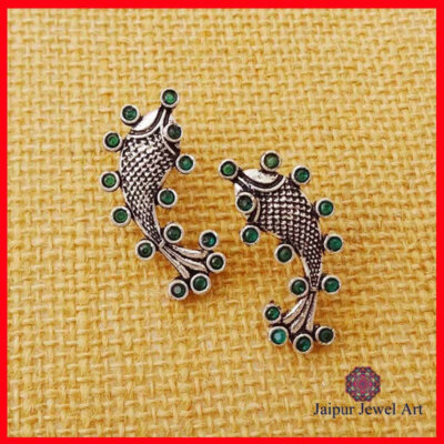 Ethnic Oxidized Daily Wear stone Earrings