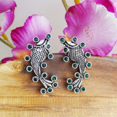 Ethnic Oxidized Daily Wear stone Earrings
