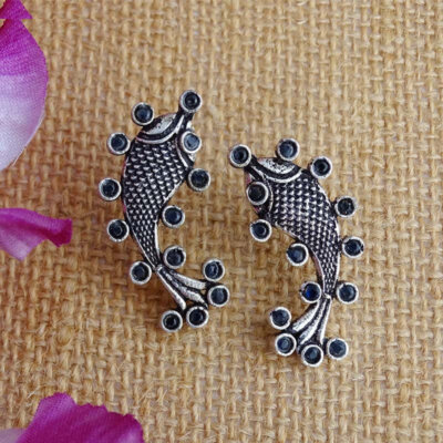 Ethnic Oxidized Daily Wear stone Earrings