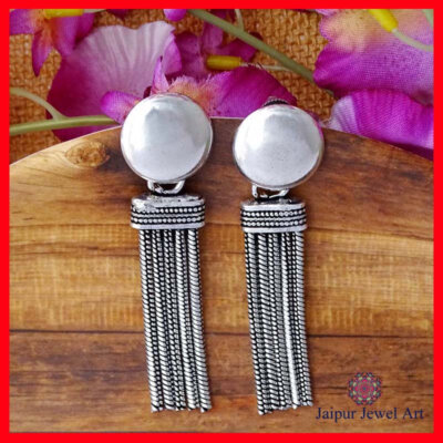 Ethnic Oxidized Long Earrings