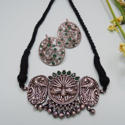 Ethnic Oxidized Choker Necklace Set