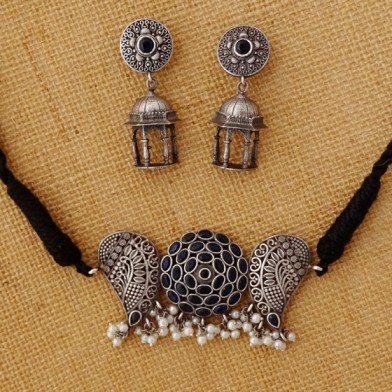 Ethnic Oxidized Choker Necklace Set