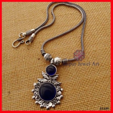 Ethnic Oxidized Stone Pendant