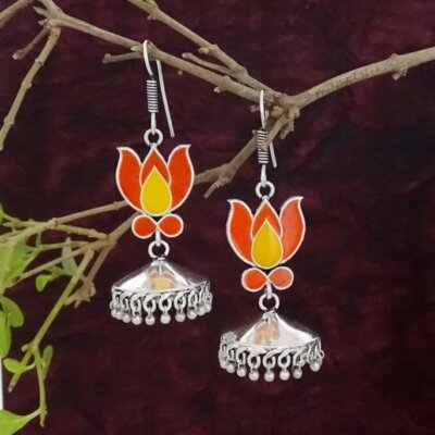 Silver jhumka earrings