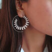Tribal Boho Style Spiral Silver Hoops Earrings