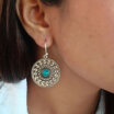 Stunning turquoise silver circular dangle earrings