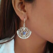 Lapis Lazuli silver lotus flower earrings