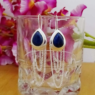 Boho Style Tuquoise Silver Dangle Earrings