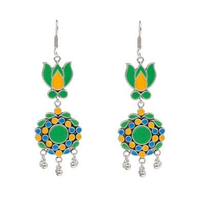 Hand Painted Enamel work Silver Oxidized Earrings