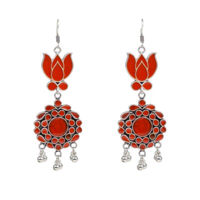 Hand Painted Enamel work Silver Oxidized Earrings