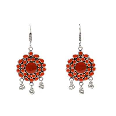Hand Painted Enamel work Silver Oxidized Earrings
