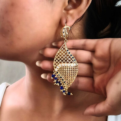 24 Carat Gold Plated Traditional Punjabi Jadau Earrings