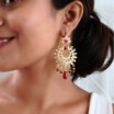 24 Carat Gold Plated Traditional Punjabi Jadau Earrings
