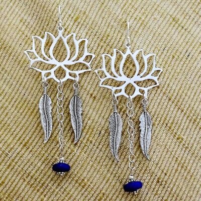 Boho Lotus Silver Earrings